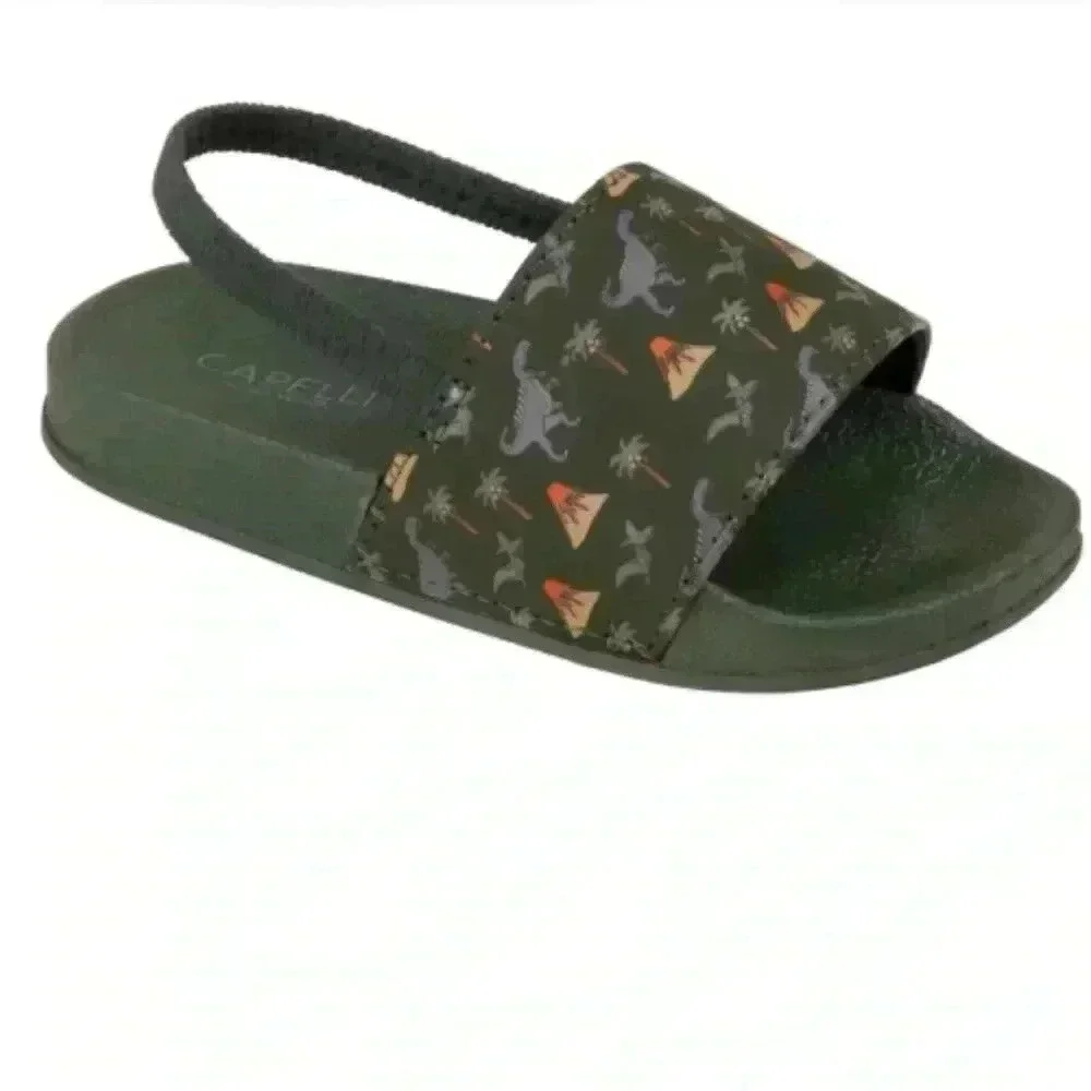 NWOT Toddler Boys Dinosaur Printed Slide with Elastic Backstrap Size‎ 4/5T